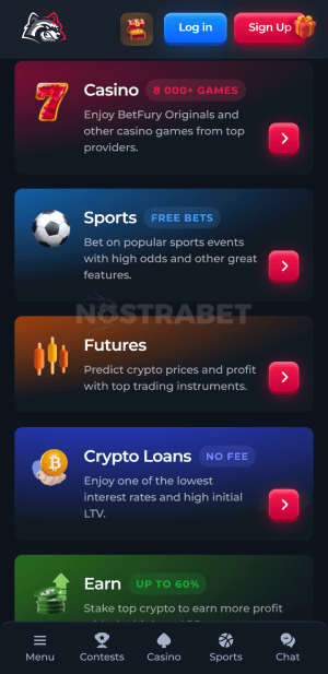 betfury homepage mobile