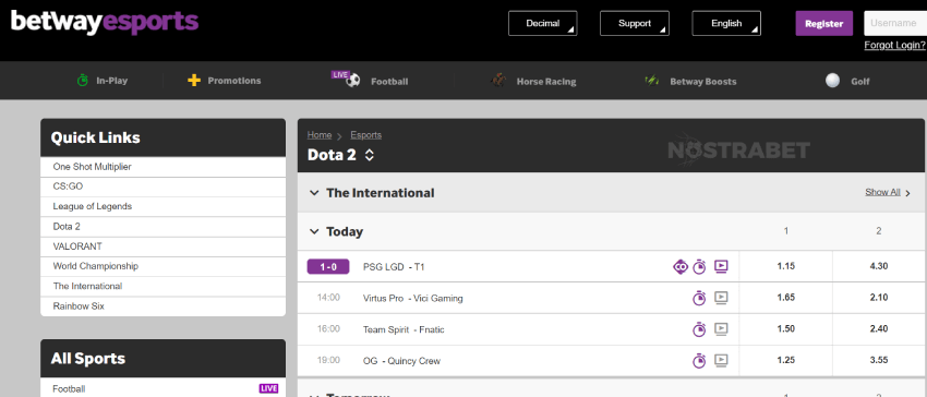 betway dota2 betting