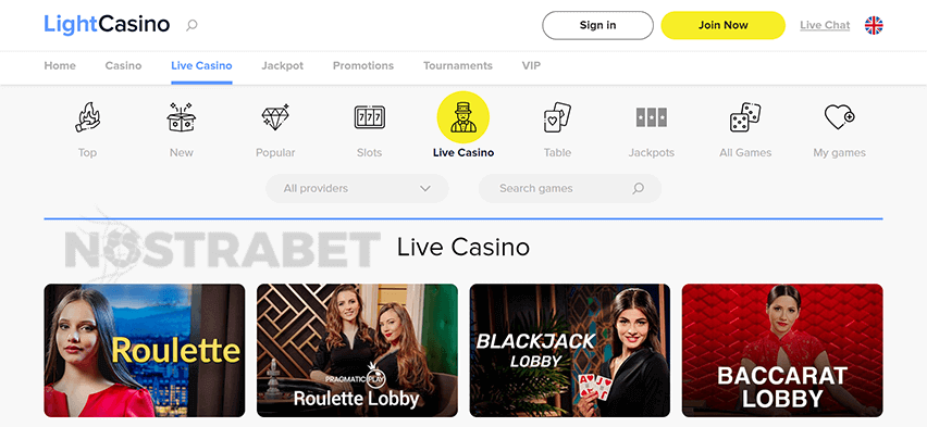 LightCasino Live Dealer Games