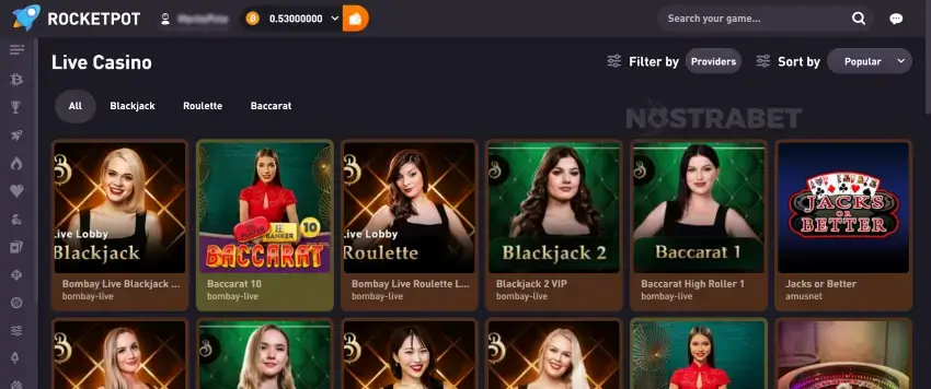 rocketpot live casino