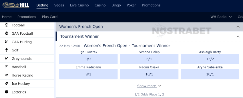 william hill roland garros betting