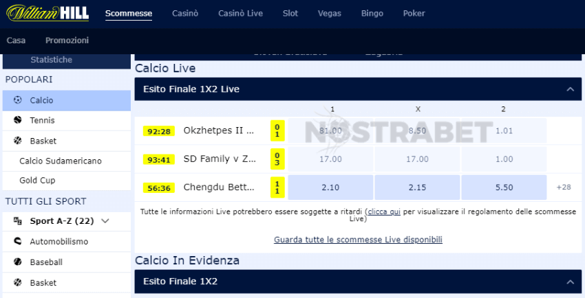 scommesse sportive william hill