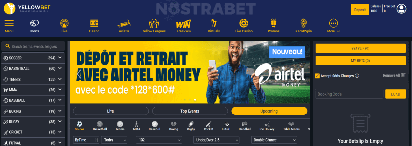 Yellowbet Congo homepage